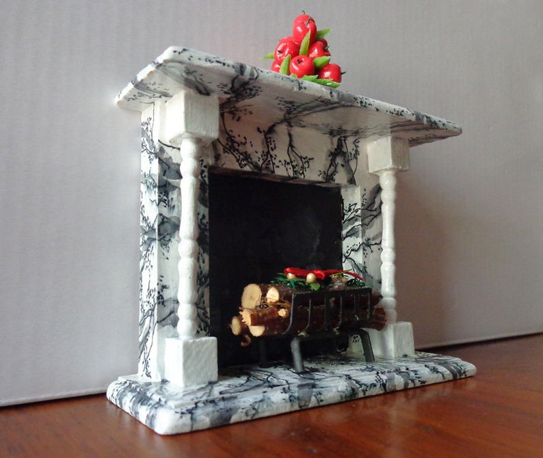 1 12 Scale Dollhouse Miniature White Marble Fireplace And Etsy