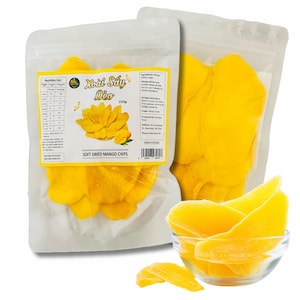 Natural Dried Mango Slices - 250g - Juicy and Fresh, High Fiber, Resealable, Vegan Fruit Snack for Anytime