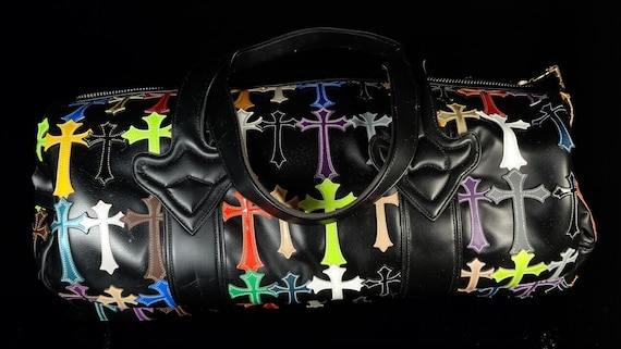 Custom Leather Duffle Bag | Colourful Cross Patch Weekender