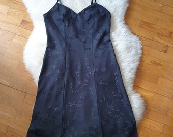 Vintage St Michael Nightie, Black Mini Sleep Dress Size UK 10