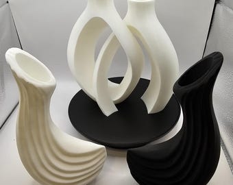 Moderne 3D-gedruckte Vase – schlichte Eleganz in Schwarz oder Weiß