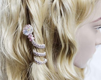 Wire Wrapped Crystal Hair Snake Jewelry – Silver Coil Hair Accessory