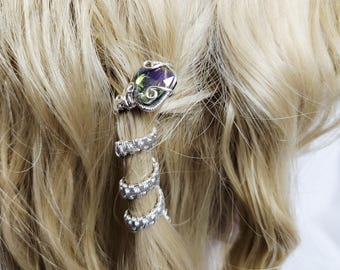 Wire Wrapped Crystal Hair Coil – Spiral Snake Hair Accessory