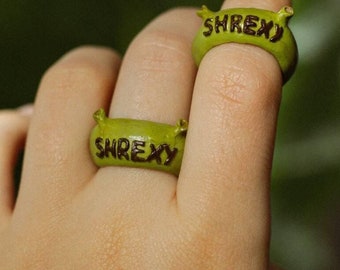 Shrek Ring: Handmade Polymer Clay Adjustable Ring - Movie Gift