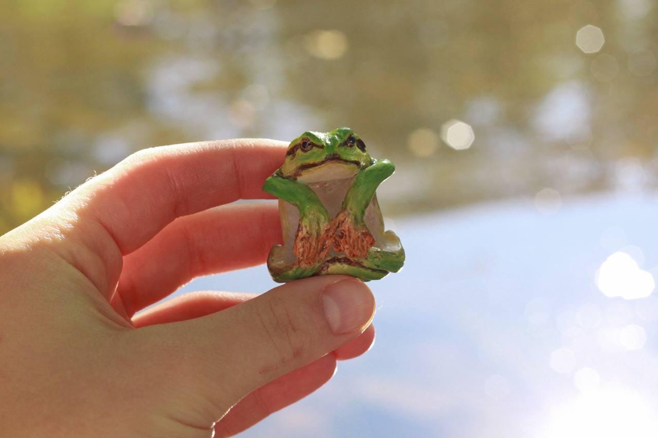 手作りのグリーンアマガエルリング - ポリマークレイジュエリー - Etsy 