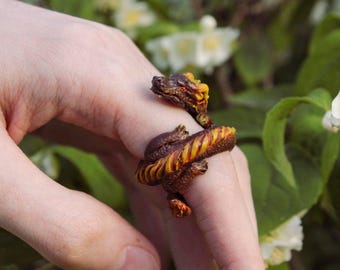Custom Dragon Ring - Handmade Polymer Clay - Statement Jewelry
