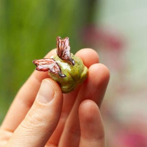 Handmade Fairy Frog Necklace: Polymer Clay Toad Pendant with Pearl Necklace image 2