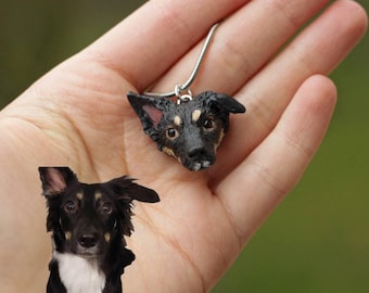 Custom Pet Portrait Necklace – Hand-Sculpted Polymer Clay Dog or Cat Memorial Pendant