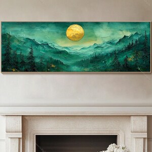 Original Abstract Oil Painting Extra Large Wall Art 3d Green Wall Art Moon Canvas Painting Living Room Wall Art Modern Minimalist Wall Art