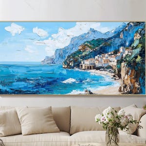 Original Landscape Oil Painting Landscape Art Living Room Wall Art Large Canvas Wall Art Abstract Textured Wall Art Italian Coastal Wall Art