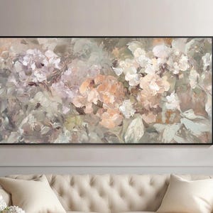Original Floral Oil Painting Abstract Textured Wall Art Flower Oil Artwork Vintage Canvas Wall Art Living Room Wall Art Large Boho Wall Art