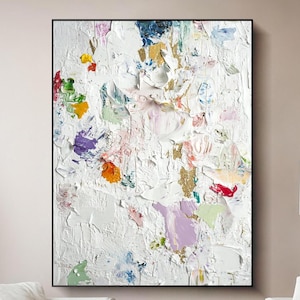 Abstract Oil Painting on Canvas Original Colorful Abstract Wall Art Large Minimalist Wall Art Modern Textured Canvas Art LivingRoom Wall Art
