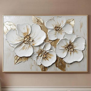 Große Blumenwanddekor Abstrakte Blumen Ölgemälde Moderne Abstrakte Kunst Wohnzimmer Wandkunst Minimalistische Strukturierte Wandkunst Leinwand Wandkunst