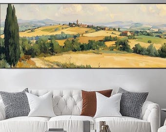 Die Toskana Landschaft Ölgemälde Original Leinwand Kunst Italienische Landschaft Kunst Rustikale Bauernhaus Wanddekor Landschaft Leinwand Kunst Schlafzimmer Wandkunst