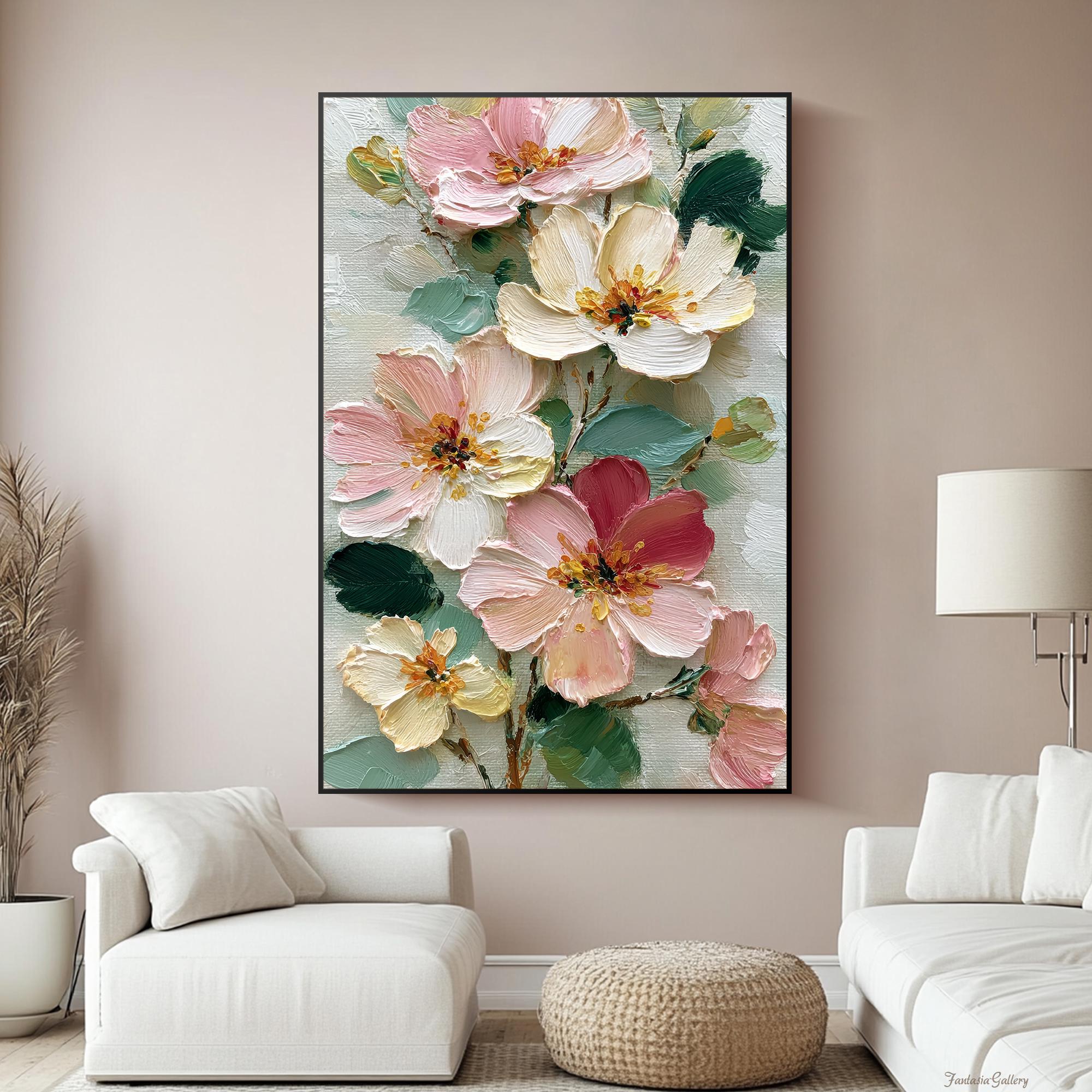 Impasto Flower Oil Painting Large Textured Wall Art Palette Knife Art ...