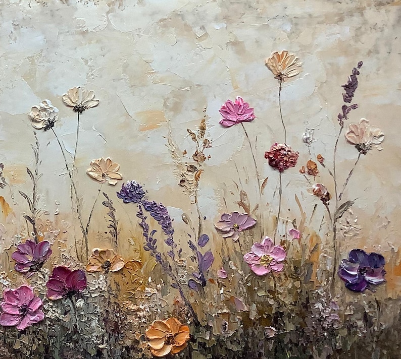 Original Impasto Oil Painting Large Living Room Wall Art Hand Painted ...