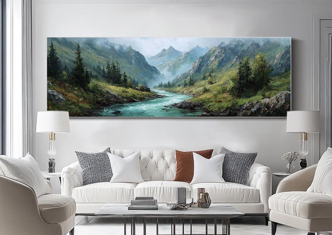 Mountain Landscape Oil Painting Original Textured Wall Art Hand Painted ...