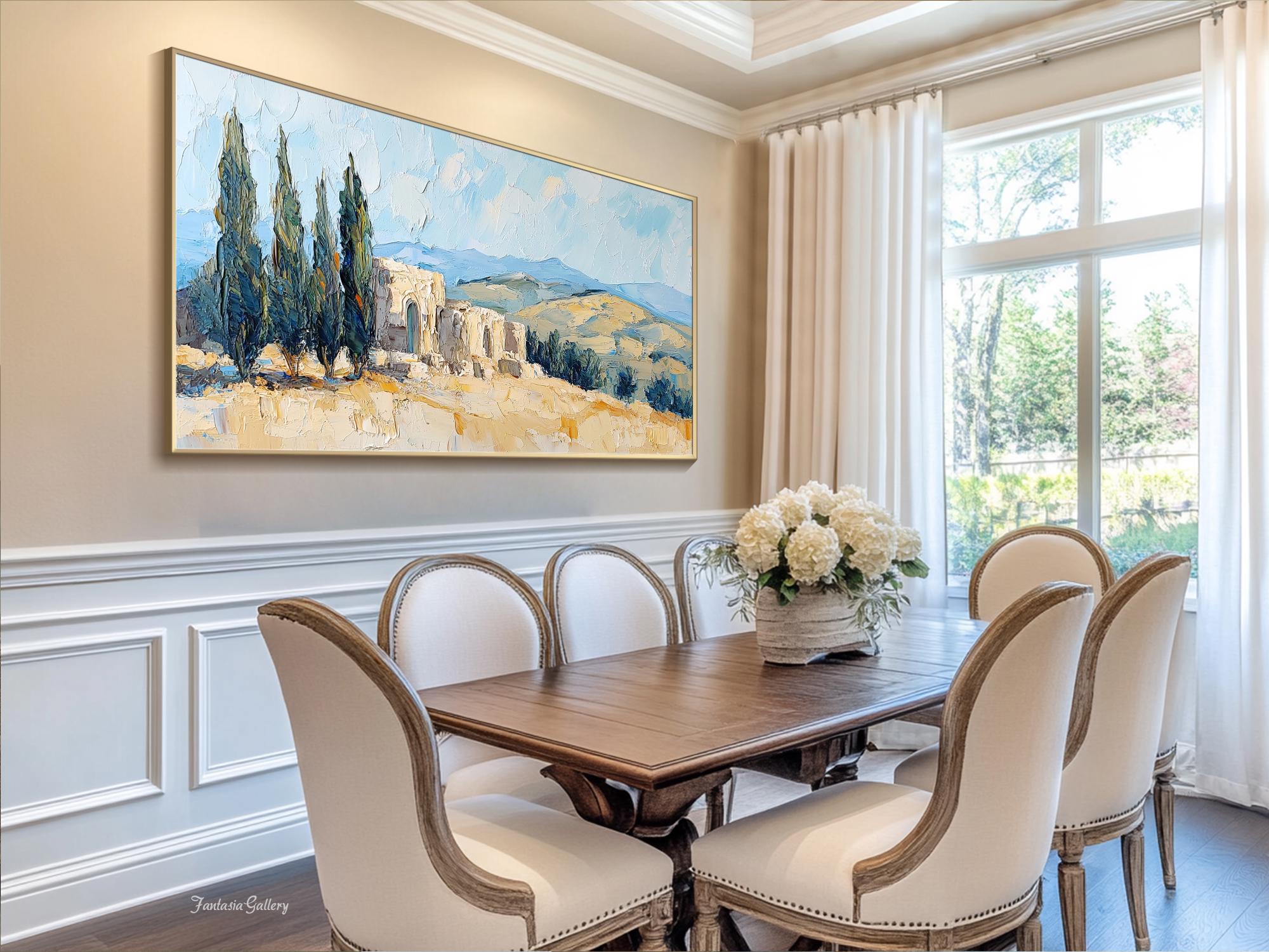 Original Tuscan Landscape Oil Painting 3d Textured Palette Knife Wall ...