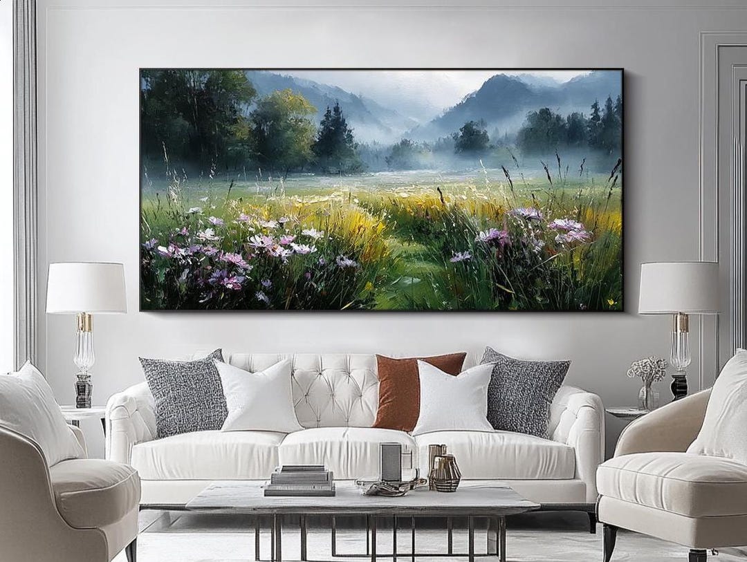 Hand Painted Landscape Oil Painting Large 3d Textured Wall Art Living ...