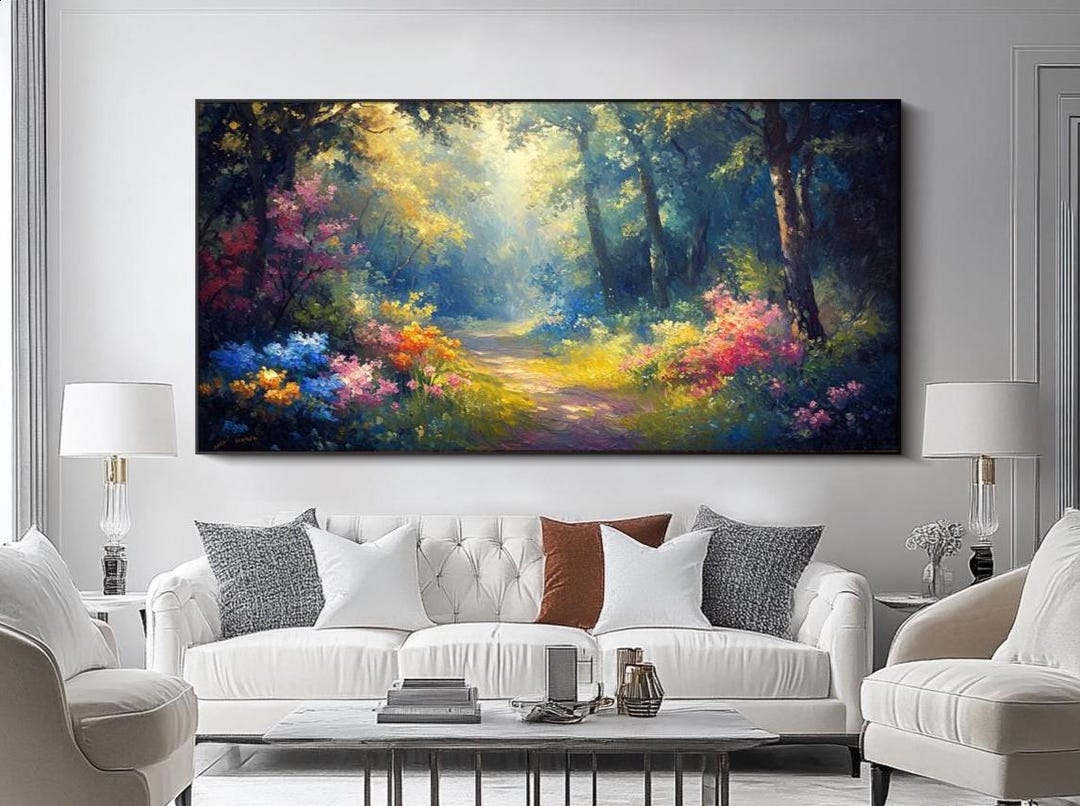Original Landscape Oil Painting Large Forest Wall Art Horizontal ...