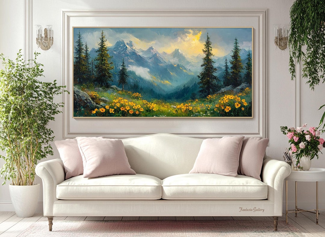 Abstract Mountain Oil Painting Modern Landscape Art Nature Canvas Wall ...