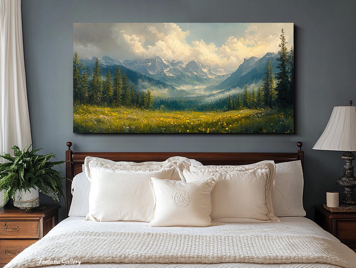 Mountain Landscape Oil Painting Large Nature Wall Art Original Hand ...