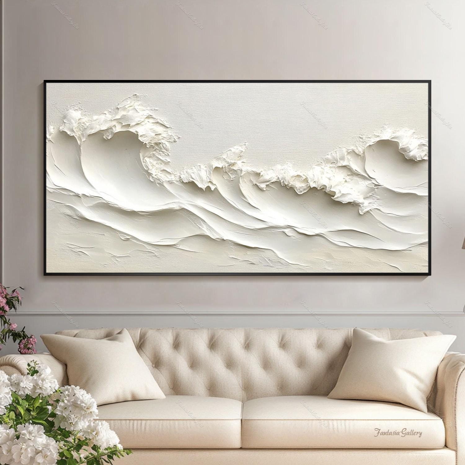 Abstract Textured Wall Art Impasto Oil Painting on Canvas Large Coastal Wall Decor Modern Minimalist Art Handmade Ocean Artwork Office Decor