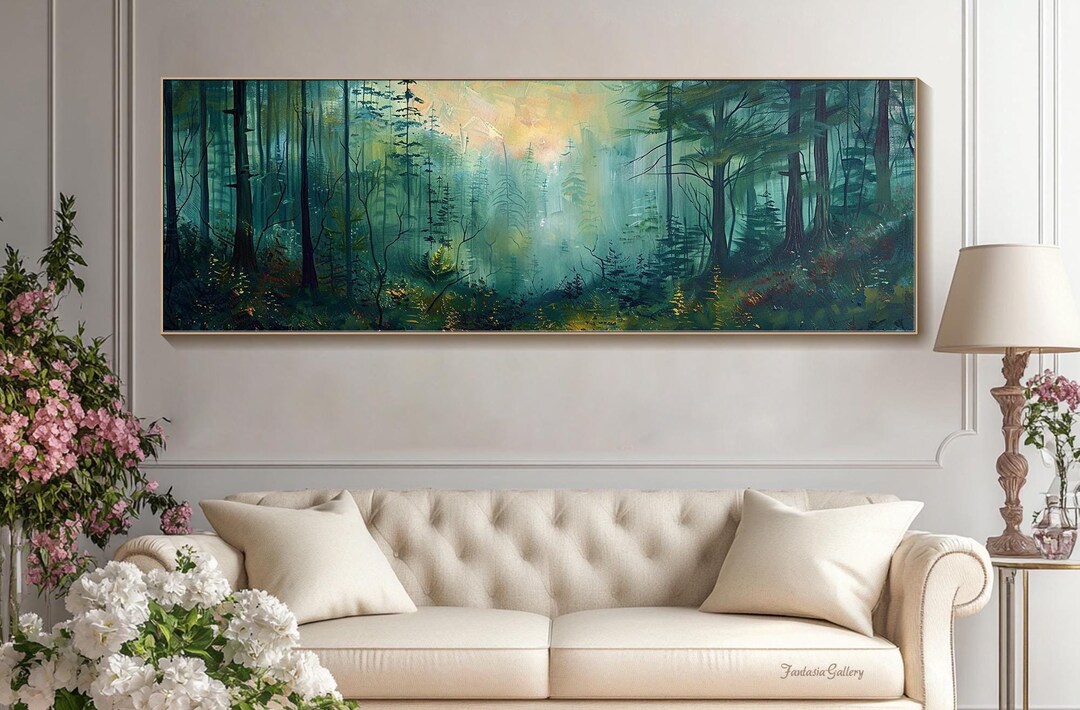 Enchanted Forest Oil Painting on Canvas Green Landscape Wall Art 3d ...