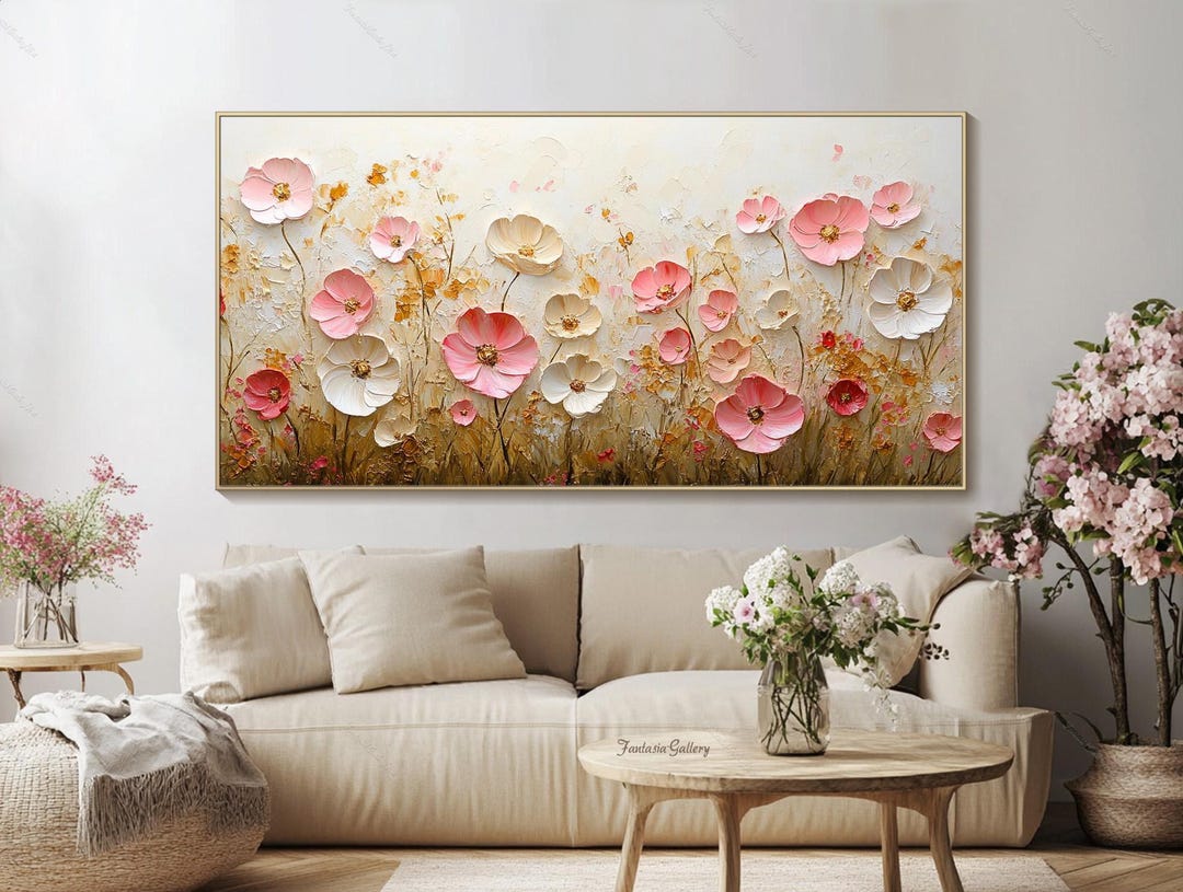 3d Textured Flower Wall Art Original Floral Oil Painting Large Wall ...