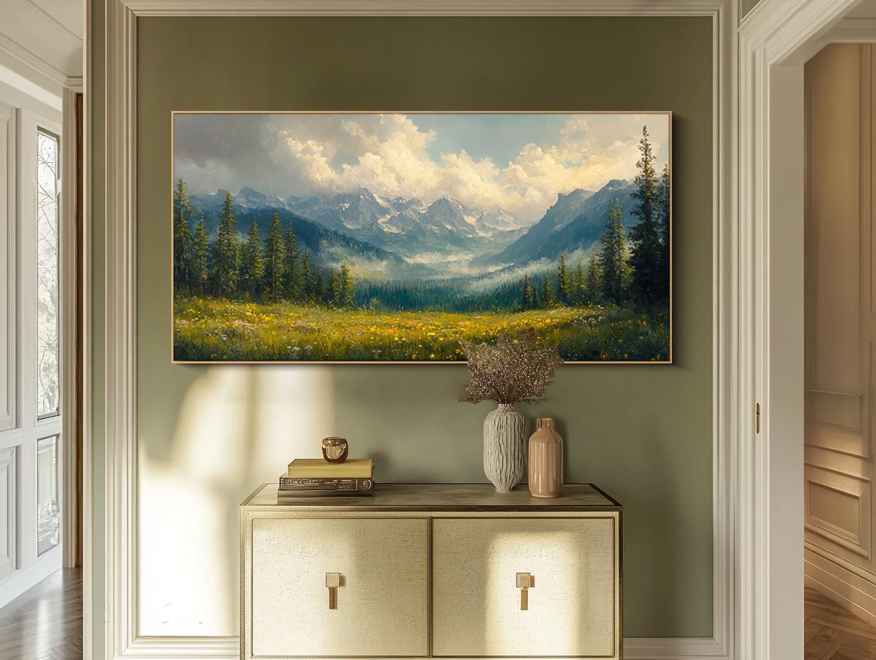 Mountain Landscape Oil Painting Large Nature Wall Art Original Hand ...