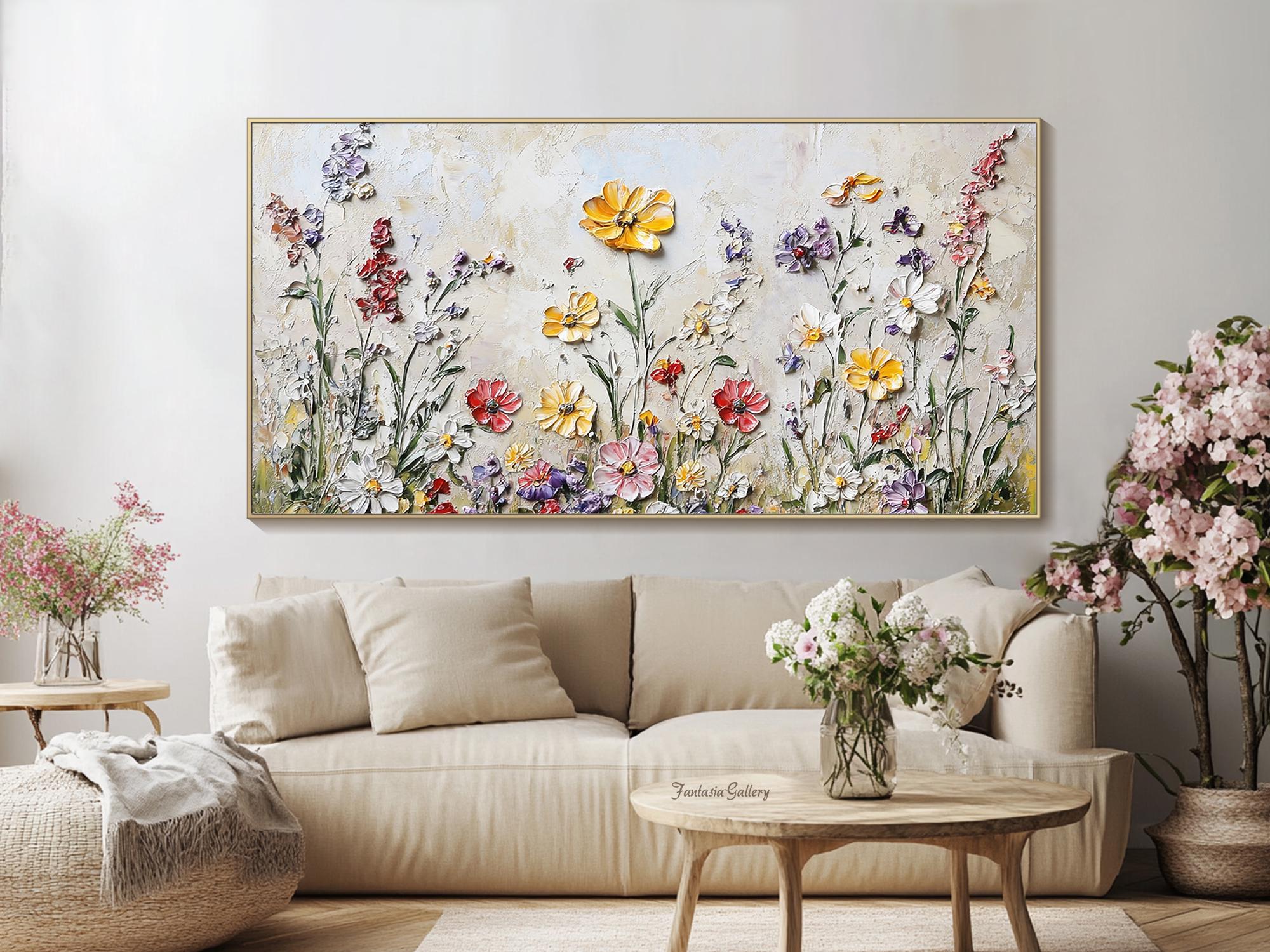 Floral 3D Oil Painting on Canvas Original Abstract Flowers Wall Art ...