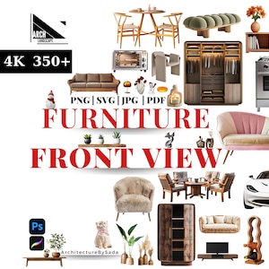 Front View Furniture PNG Collection – Kitchen, Dining, Living, Bedroom, Bathroom and Outdoor Libraries | Clipart for Architects & Designers