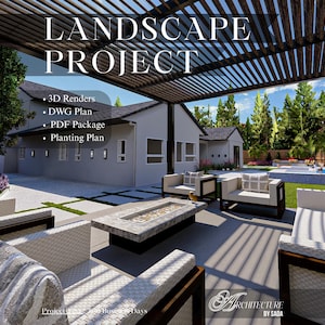 Entire Custom Landscape Design Digital Pack: 3D Renders, DWG, Planting Guide