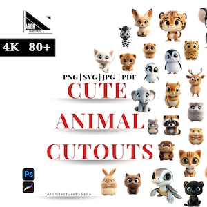 Cute Animals Cutouts PNG – 80+ Adorable Transparent Clipart for Birthday Invitations, Children’s Books & Magazines