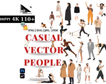 Casual Vector People PNG Bundle | Modern Characters Clipart | Casual Character