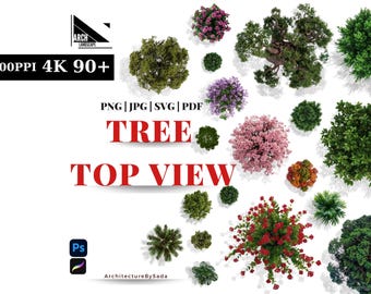 Coleção PNG de vista superior de árvores – Blocos de esboço premium, recortes e clipart de paisagismo para arquitetos e designers