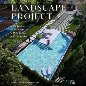 Online Landscape Design: 3D Rendering, DWG Plan & Planting Guide (PDF Package)