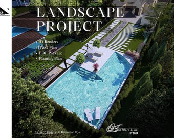 Projeto de Paisagismo | Quintal e Jardim Frontal | Design de Jardim | Projeto Externo | Renderização 3D + Planta DWG + Pacote PDF + Planta de Plantio