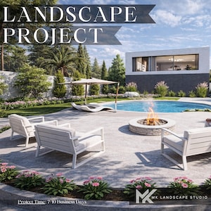 Entire Landscape Design | Online Backyard & Front Yard Plans | 3D Rendering | Planting Layout | DWG