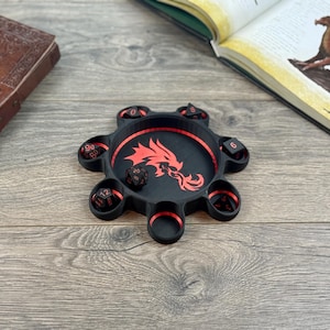 Bandeja de dados impresa en 3D personalizada con 7 ranuras para dados: bandeja circular para juegos de rol, de mesa y de cartas