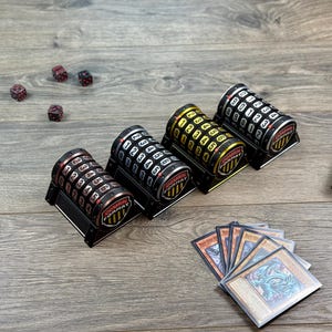 YuGiOh Life Point Counter 4er Pack | 5-Dial Duel Tracker Set | -Domain-Format-Bundle | Kundenspezifisches Würfel-Halter-LP-Set