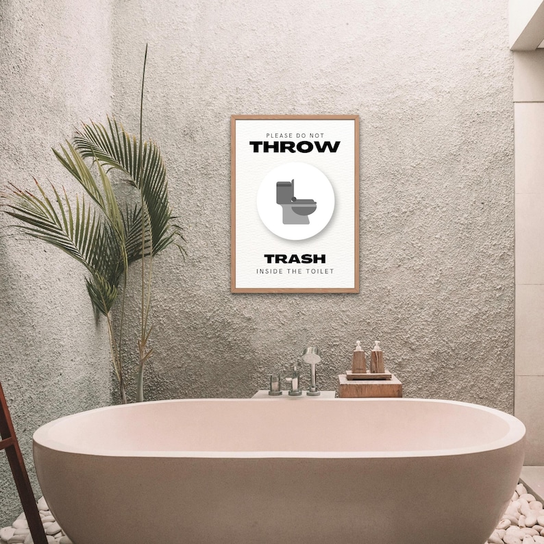 Airbnb Bathroom Sign, Do Not Flush Sign, Flush Only Toilet Paper, Vacation Rental Printable Sign ...