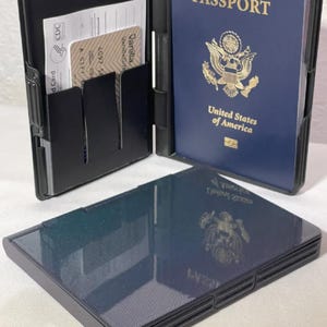Porta-passaporte impresso em 3D/estojo com porta-cartões/documentos – acessório de viagem elegante e durável