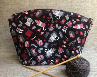 Black Cats Large Knitting Project Bag