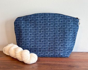 Large Knitting/ Crocheting Project Bag with Snowflake Print