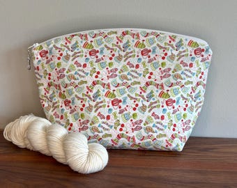 Large Knitting/ Crochet Project Bag with Winter Print