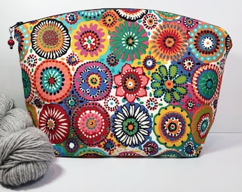 Floral Large Knitting and Crocheting Project Bag