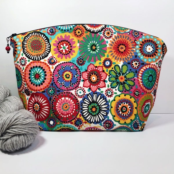 Floral Large Knitting and Crocheting Project Bag