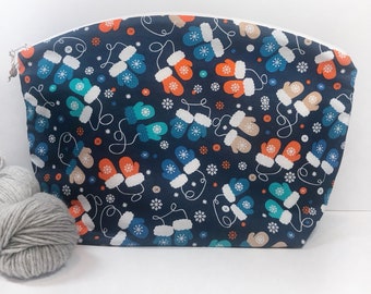 Mittens Knitting Large Project Bag