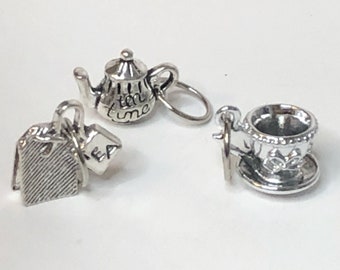 Tea Party Knitting Stitch Marker or Progress Marker Set